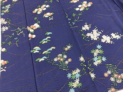 平和屋着物■上質な小紋　草花文　正絹　逸品　BAAX9579yc