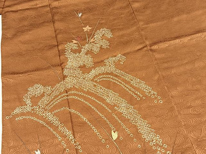 平和屋着物■訪問着　絞り　刺繍　立波草葉文　金銀糸　正絹　逸品　BAAX9580yc