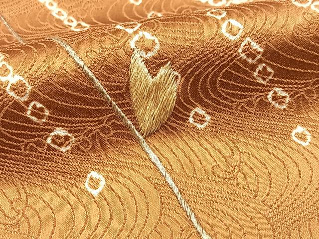平和屋着物■訪問着　絞り　刺繍　立波草葉文　金銀糸　正絹　逸品　BAAX9580yc