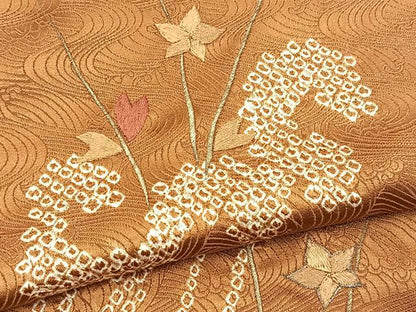 平和屋着物■訪問着　絞り　刺繍　立波草葉文　金銀糸　正絹　逸品　BAAX9580yc