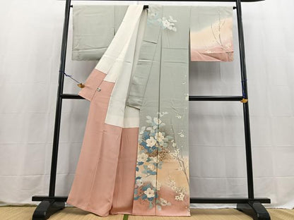 平和屋着物●訪問着　草花文　暈し染め　正絹　逸品　BAAX9581yc