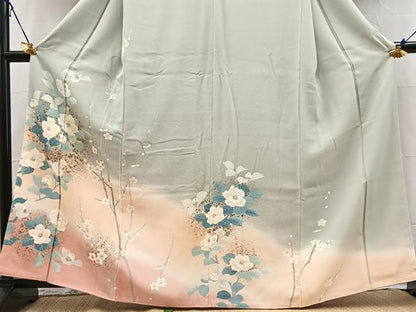平和屋着物●訪問着　草花文　暈し染め　正絹　逸品　BAAX9581yc