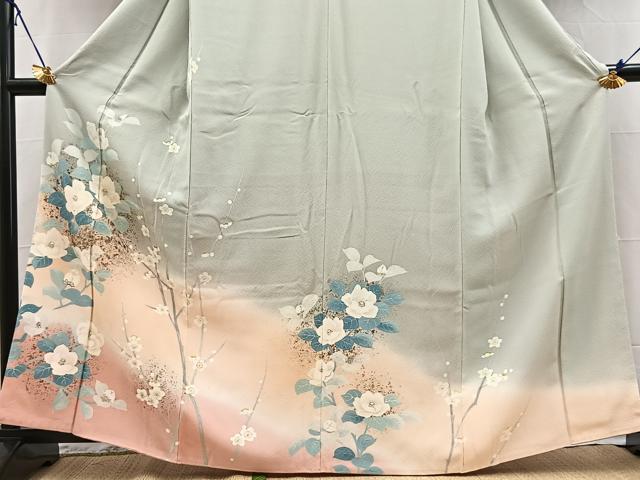 平和屋着物●訪問着　草花文　暈し染め　正絹　逸品　BAAX9581yc