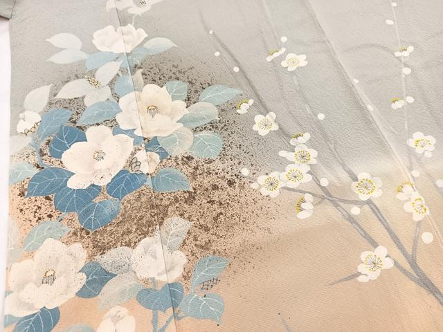 平和屋着物●訪問着　草花文　暈し染め　正絹　逸品　BAAX9581yc