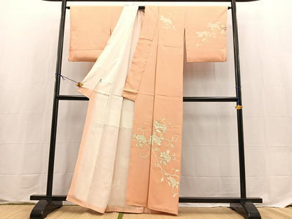 平和屋着物●訪問着　刺繍　牡丹唐草文　金彩　正絹　逸品　BAAX9584yc