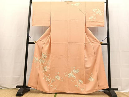 平和屋着物●訪問着　刺繍　牡丹唐草文　金彩　正絹　逸品　BAAX9584yc