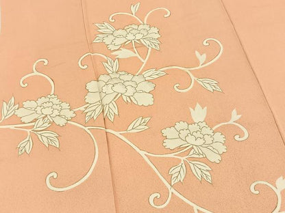 平和屋着物●訪問着　刺繍　牡丹唐草文　金彩　正絹　逸品　BAAX9584yc