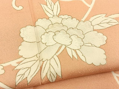 平和屋着物●訪問着　刺繍　牡丹唐草文　金彩　正絹　逸品　BAAX9584yc
