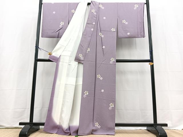 平和屋着物●上質な小紋　桜散らし　正絹　逸品　BAAX9585yc
