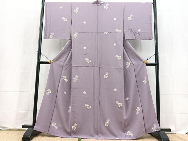 平和屋着物●上質な小紋　桜散らし　正絹　逸品　BAAX9585yc