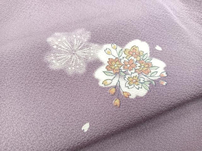 平和屋着物●上質な小紋　桜散らし　正絹　逸品　BAAX9585yc