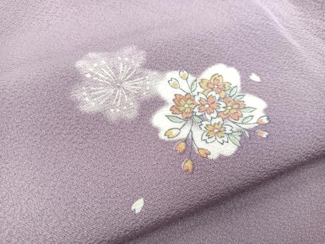 平和屋着物●上質な小紋　桜散らし　正絹　逸品　BAAX9585yc