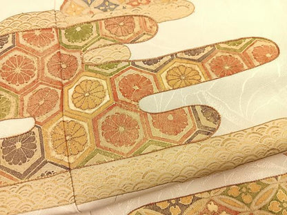 平和屋着物●訪問着　駒刺繍　吉祥エ霞文　金彩　正絹　逸品　BAAX9587yc