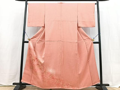 平和屋着物●色留訪問着　地紋起こし　竹梅文　薄紅色　暈し染め　正絹　逸品　BAAX9589yc