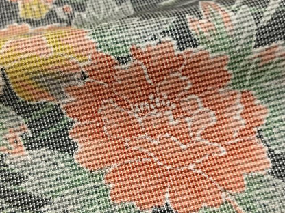 平和屋着物■上質な紬　立波花文　黒地　正絹　逸品　未使用　BAAX9591yc