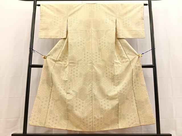 平和屋着物■上質な紬　亀甲吉祥花文　正絹　逸品　BAAX9592yc