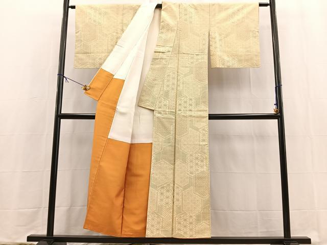 平和屋着物■上質な紬　亀甲吉祥花文　正絹　逸品　BAAX9592yc