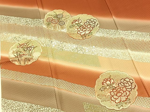 平和屋着物■中国三大刺繍　スワトウ刺繍　訪問着　雪輪花文　暈し染め　金銀彩　正絹　逸品　未使用　BAAX9594yc
