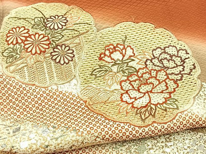 平和屋着物■中国三大刺繍　スワトウ刺繍　訪問着　雪輪花文　暈し染め　金銀彩　正絹　逸品　未使用　BAAX9594yc