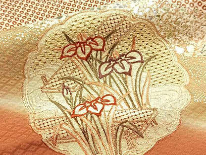 平和屋着物■中国三大刺繍　スワトウ刺繍　訪問着　雪輪花文　暈し染め　金銀彩　正絹　逸品　未使用　BAAX9594yc