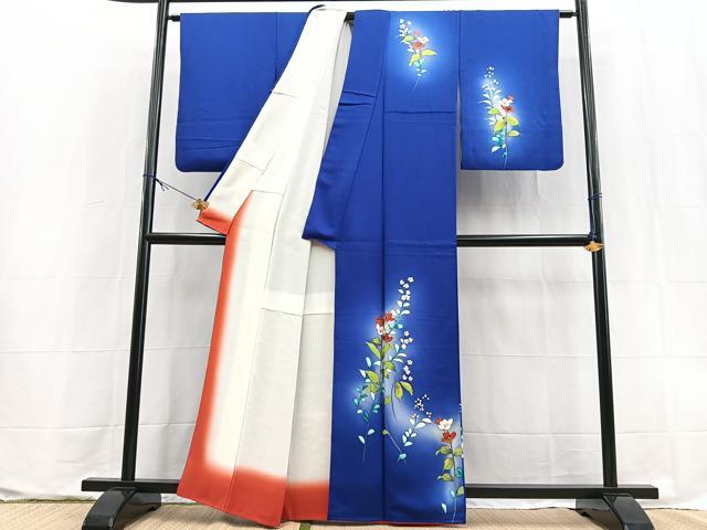 平和屋着物■訪問着　手描き　草花文　暈し染め　正絹　逸品　BAAX9595yc