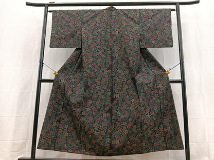 平和屋着物■本場大島紬　草花文　正絹　逸品　BAAX9597yc