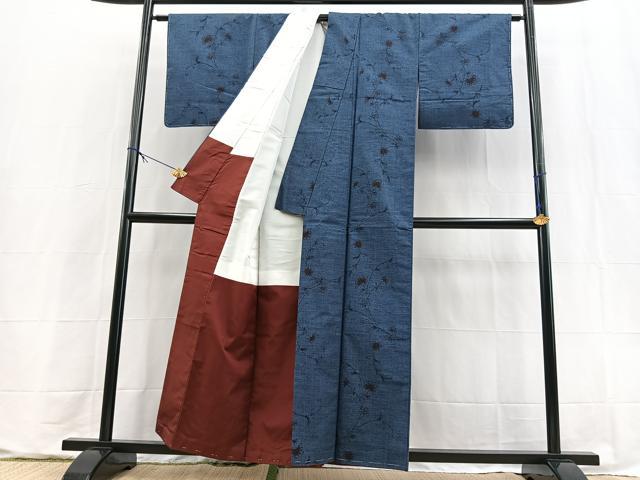 平和屋着物■上質な紬　花唐草文　正絹　逸品　BAAX9598yc