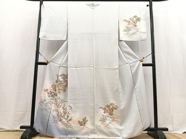 平和屋着物●訪問着　松竹梅立波文　暈し染め　金銀彩　正絹　逸品　BAAX9599yc