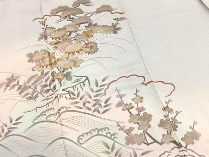 平和屋着物●訪問着　松竹梅立波文　暈し染め　金銀彩　正絹　逸品　BAAX9599yc
