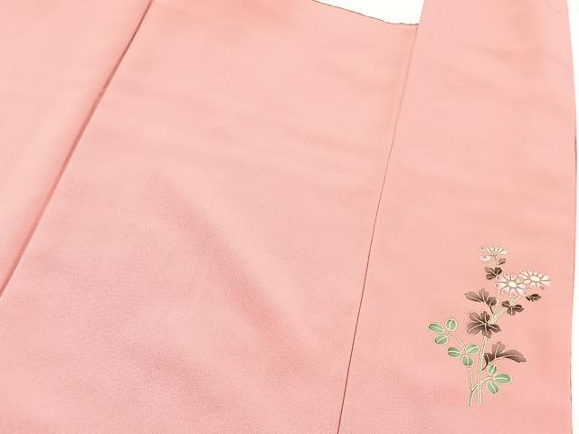 平和屋着物●訪問着　草花文　シルエット　紅梅色　金彩　正絹　逸品　BAAX9600yc