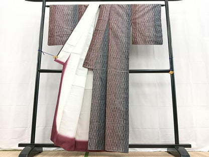 平和屋着物■上質な紬　よろけ縞　正絹　逸品　未使用　BAAX9603yc