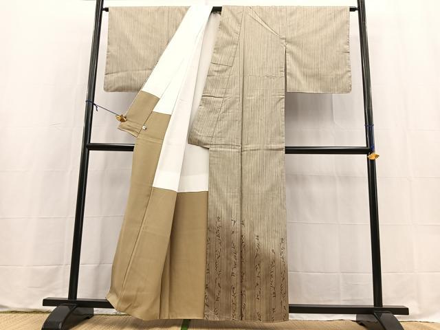 平和屋着物●訪問着　本場染大島紬　草葉文　暈し染め　正絹　逸品　未使用　BAAX9604yc