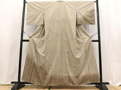 平和屋着物●訪問着　本場染大島紬　草葉文　暈し染め　正絹　逸品　未使用　BAAX9604yc