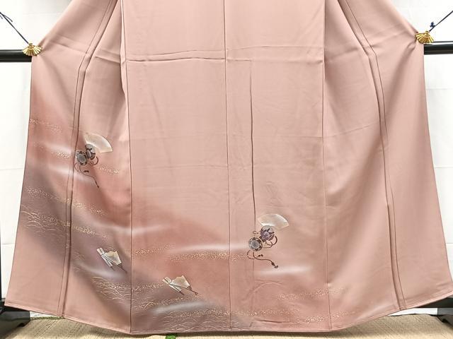 平和屋着物■訪問着　鼓扇文　鴇浅葱色　暈し染め　金銀彩　正絹　逸品　未使用　BAAX9606yc