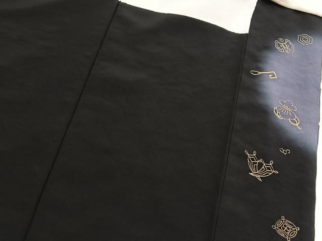 平和屋着物●豪華黒留袖　総刺繍　駒刺繍　宝尽くし花文　暈し染め　正絹　逸品　BAAX9611yc