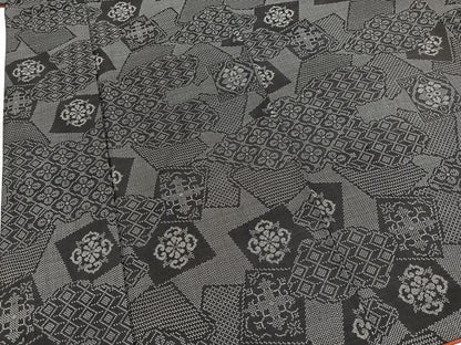 平和屋着物■本場大島紬　7マルキ　幾何学花文　正絹　逸品　BAAX9613yc