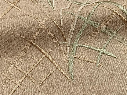 平和屋着物●訪問着　総刺繍　草葉文　暈し染め　金糸　正絹　逸品　BAAX9615yc