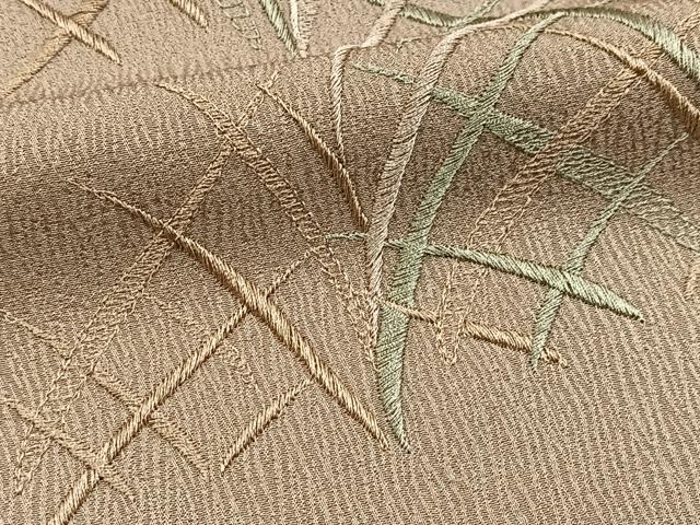 平和屋着物●訪問着　総刺繍　草葉文　暈し染め　金糸　正絹　逸品　BAAX9615yc