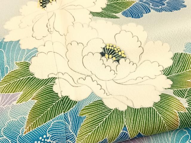 平和屋着物■訪問着　牡丹　正絹　逸品　BAAX9616yc