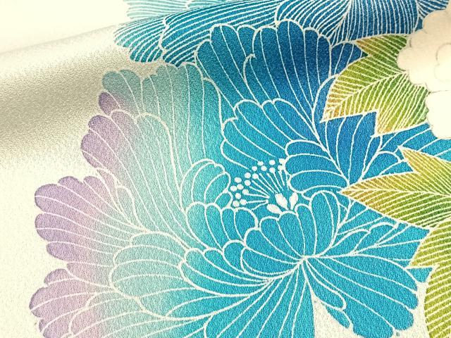 平和屋着物■訪問着　牡丹　正絹　逸品　BAAX9616yc