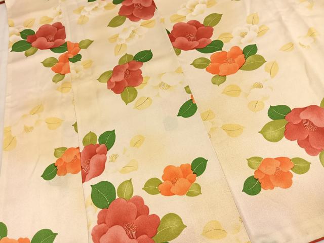 平和屋着物■上質な小紋　椿　暈し染め　正絹　逸品　BAAX9619yc