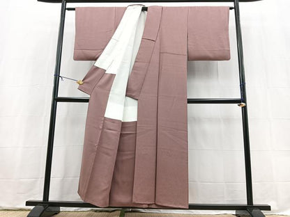 平和屋着物■上質な色無地　霞地紋　梅鼠色　正絹　逸品　BAAX9620yc