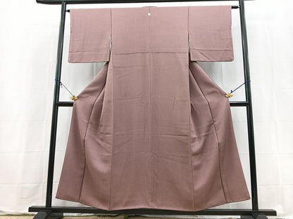 平和屋着物■上質な色無地　霞地紋　梅鼠色　正絹　逸品　BAAX9620yc