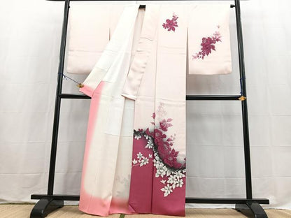 平和屋着物■浅井忠治　訪問着　手描き　草花文　暈し染め　正絹　逸品　BAAX9621yc