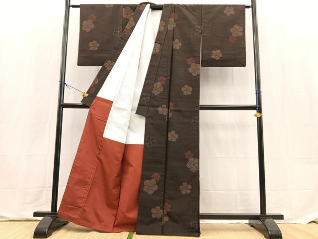 平和屋着物■上質な紬　捻梅　正絹　逸品　BAAX9622yc