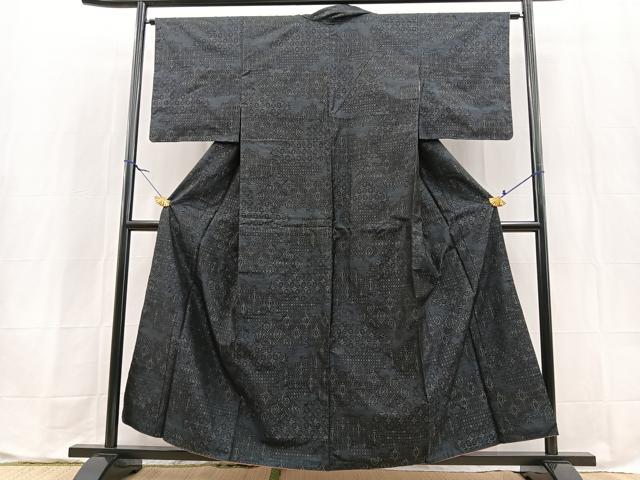 平和屋着物■本場大島紬　幾何学花文　証紙付き　正絹　逸品　BAAX9625yc