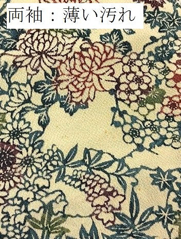 平和屋着物■上質な小紋　型染め　花丸文　鬼しぼ縮緬　正絹　逸品　BAAX9633yc