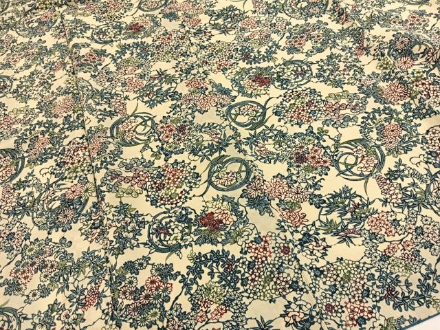 平和屋着物■上質な小紋　型染め　花丸文　鬼しぼ縮緬　正絹　逸品　BAAX9633yc