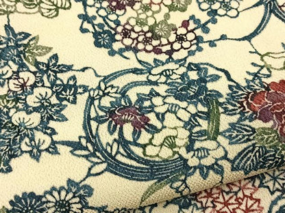 平和屋着物■上質な小紋　型染め　花丸文　鬼しぼ縮緬　正絹　逸品　BAAX9633yc