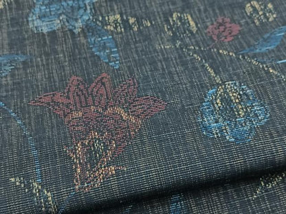 平和屋着物■上質な紬　更紗花文　正絹　逸品　BAAX9634yc